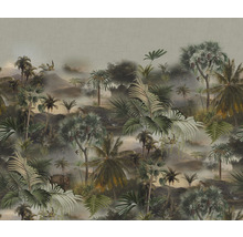 Tapete mit Dschungelmotiv, einschließlich Palmen, Elefanten und anderen Dschungeltieren