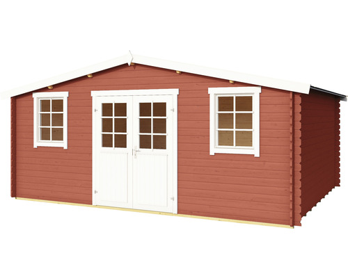 Abri de jardin Outdoor Life Wels 5 avec plancher 548,8 x 420 cm rouge de falun Abri de jardin en bois avec fenêtres et porte double