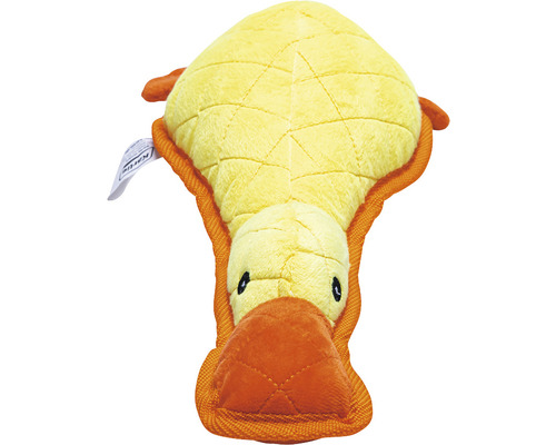 Gelbes Stofftier in Entenform als Hundespielzeug
