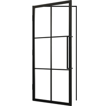 Offene Innentür mit Glas und Metallrahmen