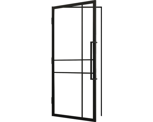 Schwarze Innentür mit Glas und Griff