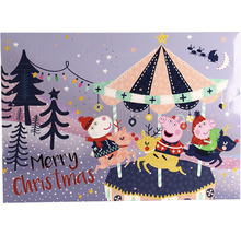 Calendrier de l''Avent Peppa Pig avec carrousel, sapins de Noël, Père Noël et inscription Merry Christmas