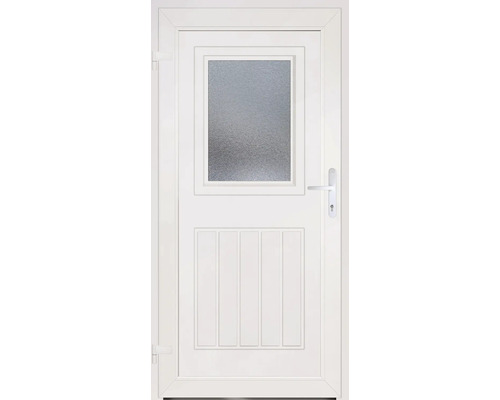 Weisse Tür mit Glaseinsatz