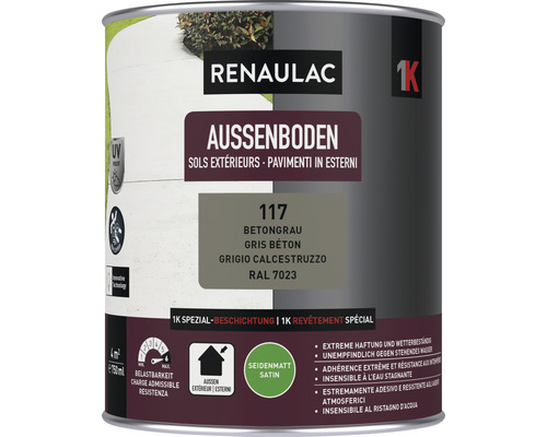RENAULAC Aussenbodenfarbe - unempfindlich gegen stehendes Wasser - seidenmatt betongrau 0.75 l RENAULAC Aussenbodenfarbe - unempfindlich gegen stehendes Wasser - seidenmatt betongrau 0.75 l