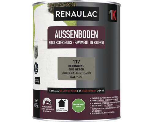 RENAULAC Aussenbodenfarbe seidenmatt betongrau 2.5. l