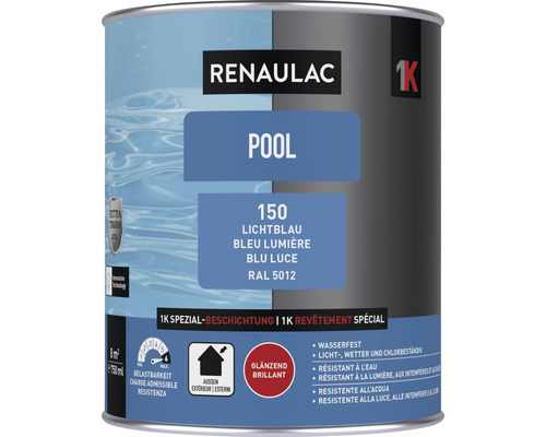 Peinture pour piscine RENAULAC bleu clair 0.75 l Pot de peinture Renaulac Pool 150 bleu clair