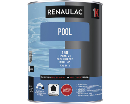 Peinture pour piscine RENAULAC bleu clair 2.5 l