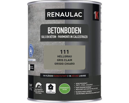 Peinture pour sol en béton RENAULAC mat satiné gris clair 1 l