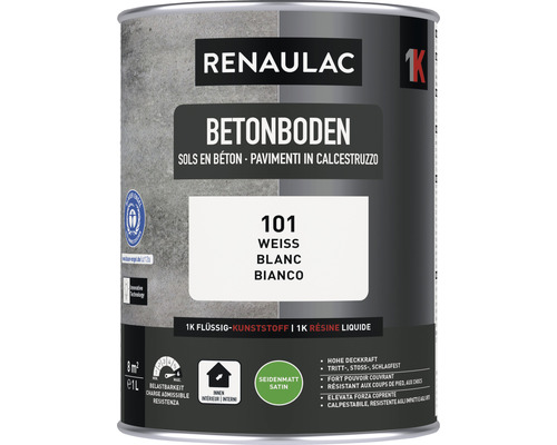 Peinture pour sol en béton RENAULAC mat satiné blanc 1 l