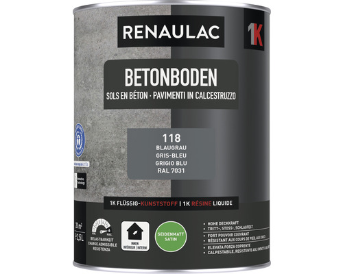 Peinture pour sol en béton RENAULAC mat satiné bleu gris 2.5 l