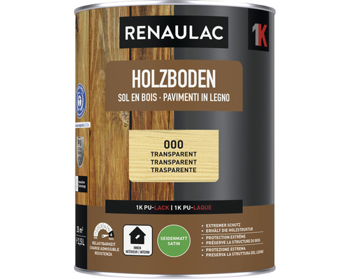 Vitrification de sol en bois RENAULAC mat satiné 2.5 l Renaulac vernis pour plancher en bois, transparent, bidon de 2,5 litres