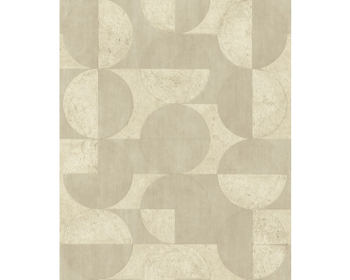 Papier peint intissé 521337 Concrete cercles beige Papier peint avec motif géométrique de cercles et rectangles