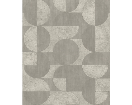 Papier peint intissé 521351 Concrete cercles gris Papier peint avec cercles et motifs géométriques