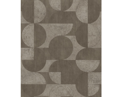Papier peint intissé 521368 Concrete cercles brun Papier peint avec motif géométrique en demi-cercle