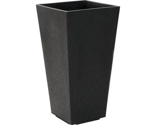 Pflanzvase recyceltes Kautschuk 26x26x50 cm schwarz inkl. Erdbewässerungssystem