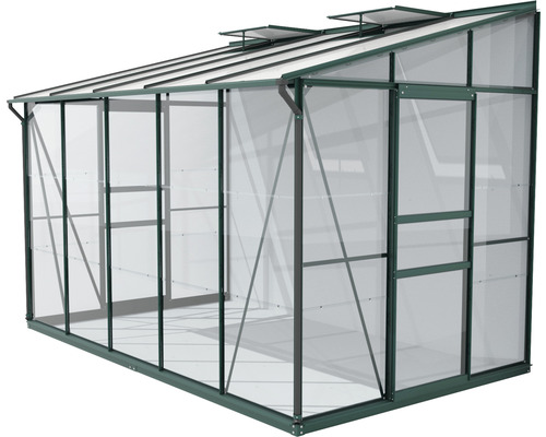 Serre avec structure en acier et parois transparentes