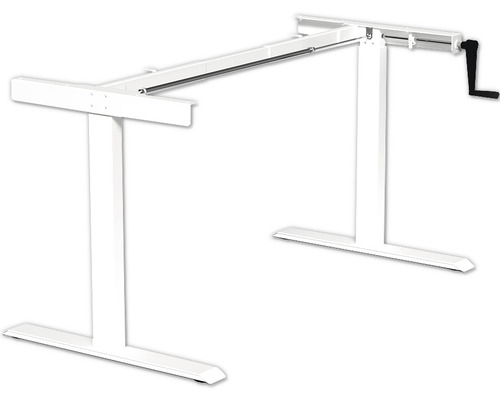 Piètement de table M-MORE Spin pro réglable en hauteur avec une manivelle 700-1180 mm blanc