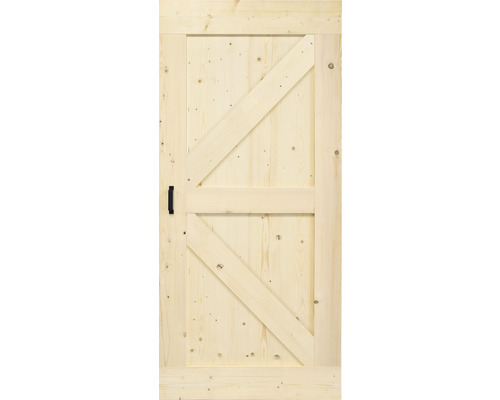 Porte en bois avec design en forme de Z et poignée noire