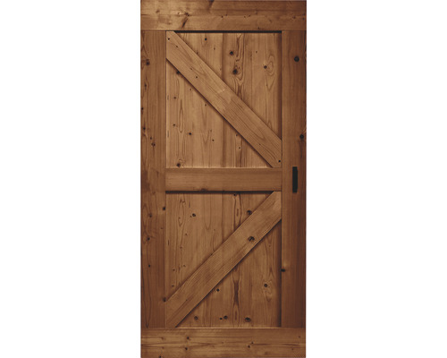 Porte en bois avec motif en forme de Z et poignée