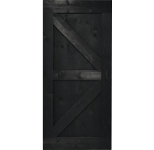 Porte en bois noire avec motif en forme de Z
