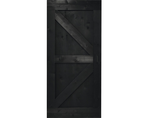 Porte en bois noire avec motif en forme de Z