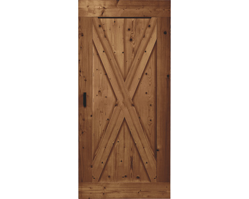 Porte en bois avec motif en forme de X