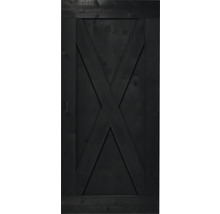 Porte de grange en bois noire avec croisillons en X