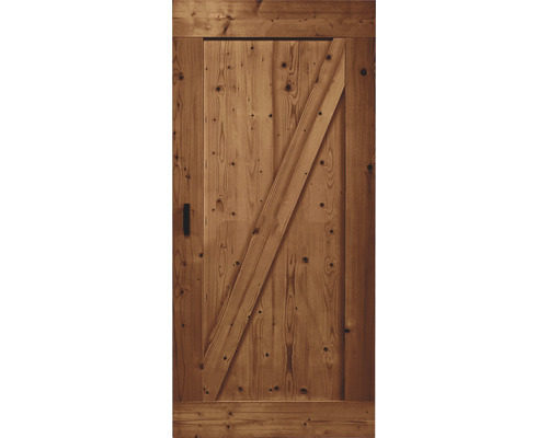 Porte en bois avec croisillon diagonal et poignée