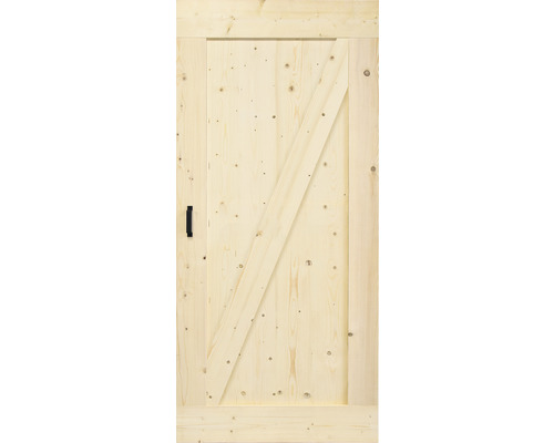 Porte en bois avec croisillon en Z et poignée