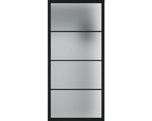 Porte coulissante avec trois traverses et verre dépoli