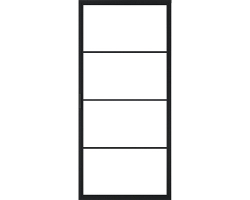 Glastür mit Rahmen und drei horizontalen Sprossen