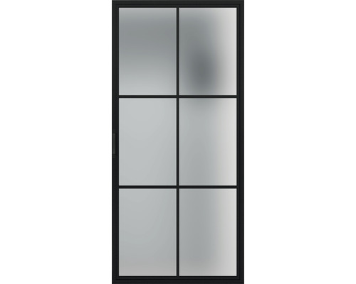 Porte coulissante à six carreaux en verre satiné