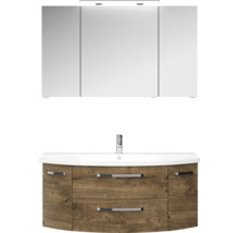 Badmöbel-Set Pelipal Serie 4010 BxHxT 120,5 x 200 x 48 cm Frontfarbe eiche ribbeck Badmöbelset 4-teilig mit Waschtisch Keramik weiß und Keramik-Waschtisch Waschtischunterschrank Spiegelschrank mit LED-Beleuchtung