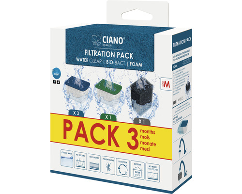 Matériau filtrant Ciano paquet de filtration 3 mois M cartouche de filtration Ciano Pack filtration aquarium avec mousse filtrante pour eau claire