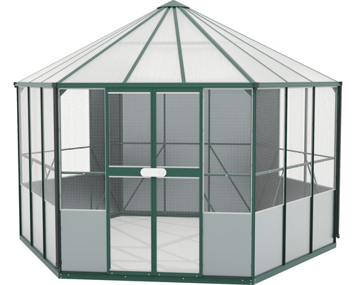 Volière Vitavia Circus 9000 383 x 336 cm, env. 9 m2, maillage 13 x13 mm, épaisseur du fil 1,5 mm émeraude