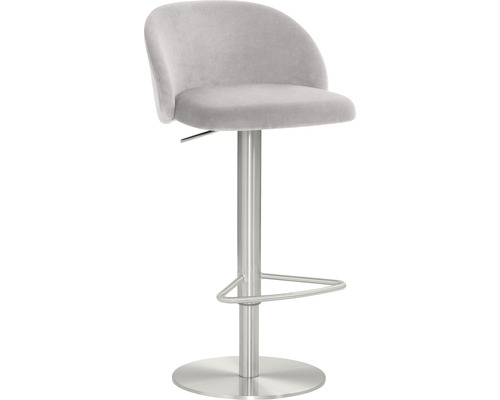 Chaise de bar Mayer Sitzmöbel 1216 48 x 49 x 77 cm acier chrome mat/bleu gris Tabouret de bar pivotant avec repose-pieds