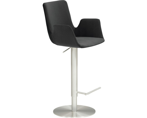 Chaise de bar Mayer Sitzmöbel 1220 52 x 47 x 88 cm acier chrome mat/graphite Tabouret de bar avec accoudoirs et colonne en métal