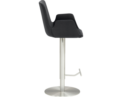 Tabouret de bar avec accoudoirs, revêtement en tissu et pied en métal