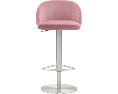 Barhocker mit Fußstütze, Sitz aus Samt