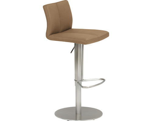 Chaise de bar Mayer Sitzmöbel 1242 42 x 46 x 79 cm acier inoxydable ,marron Tabouret de bar avec revêtement en cuir synthétique et repose-pieds