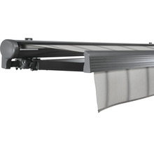 SOLUNA Halbkassettenmarkise Comfort 6x2 Dessin D420 Gestell DB703 dunkelgrau Antrieb links inkl.Motor, Sonnen und Windwächter,Wandschalter