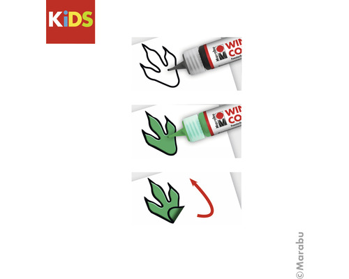 Illustration von Fensterfarbe beim Ausmalen eines Dinosaurier Fußabdrucks