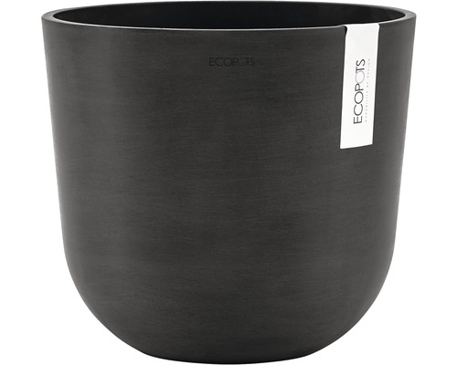 Pot pour plantes Ecopots Oslo plastique Ø 25 cm h 21,8 cm gris foncé Pot de fleurs arrondi en plastique