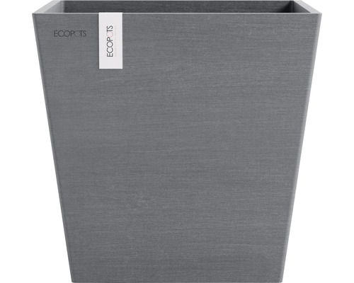 Bac à plantes Ecopots Rotterdam plastique 25,2 x 25,2 x 24,5 cm gris Pot de fleurs carré en plastique