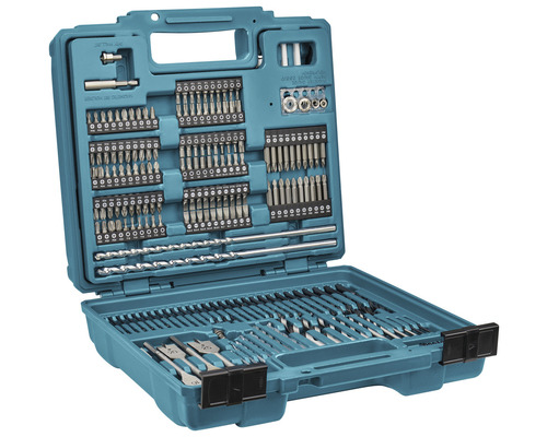 Jeu de forets et d''embouts dans une boîte à outils