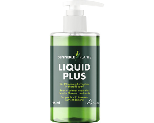 Engrais pour plantes d'aquarium DENNERLE PLANTS Liquid PLus 125 ml avec NPK, fer et oligoéléments parfait pour l'aquascaping avec un besoin nutritif élevé