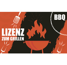 BBQ Illustration mit Grill und Spruch Lizenz zum Grillen