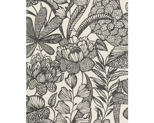 Papier peint intissé 555325 Lirico floral naturel Gros plan d''un tissu à motif floral