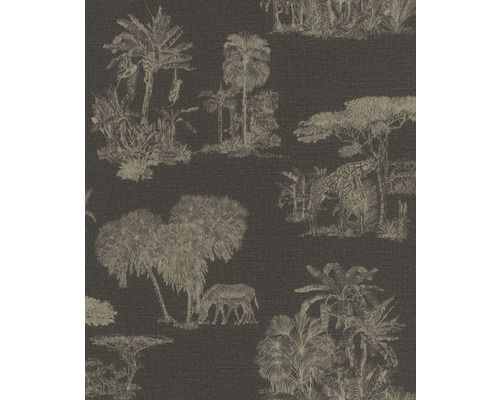 Papier peint intissé 555035 Lirico naturel animaux g Papier peint à motif jungle avec arbres et animaux