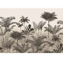Illustration d''une scène avec des palmiers et des fougères comme décoration murale